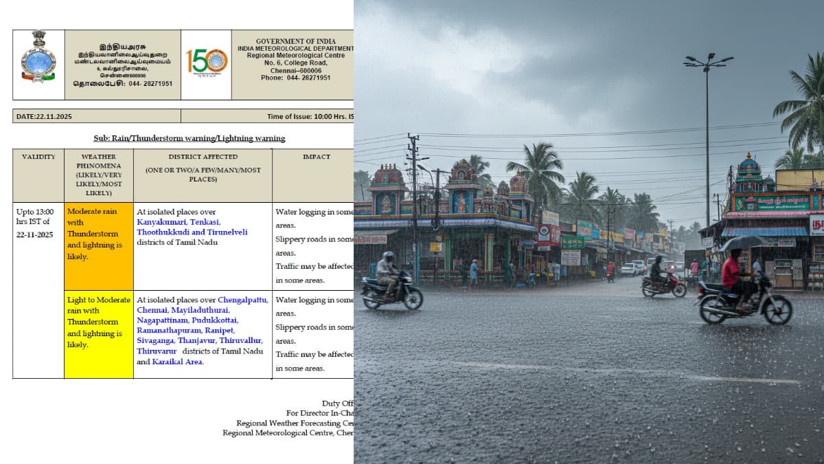 கனமழை எச்சரிக்கை: சென்னை, கன்னியாகுமரி உட்பட 15 மாவட்டங்களில் இன்று மதியம் வரை மழை! வானிலை மையம் தகவல்