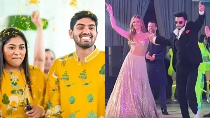 डोनाल्ड ट्रम्प ज्युनियर त्यांच्या प्रेयसी बेट्टीना अँडरसनसोबत पांढऱ्या जोधपुरी सूटमध्ये पोहोचले.