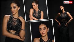 ब्लैक नेट साड़ी और डीप नेक ब्लाउज पहन अनन्या पांडे ने गिराई बिजलियां, हर तस्वीर है कातिलाना