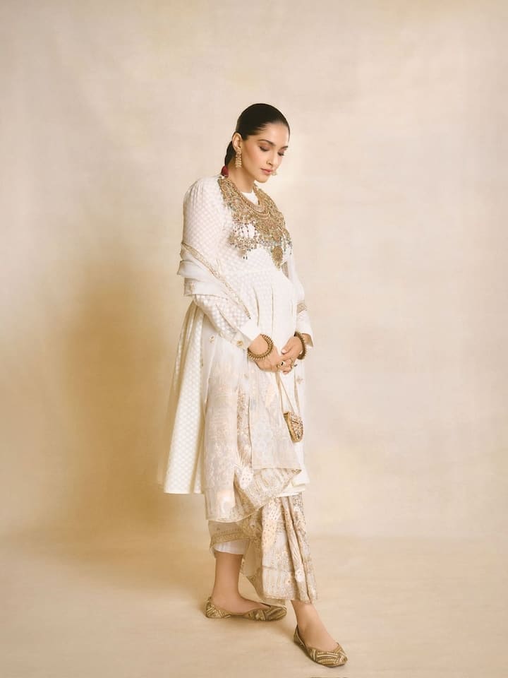 Sonam Kapoor married London-based entrepreneur Anand Ahuja in a grand Mumbai ceremony on May 8, 2018. The couple welcomed their first child, a baby boy named Vayu, in August 2022. (All Image: Sonam Kapoor/Instagram.)