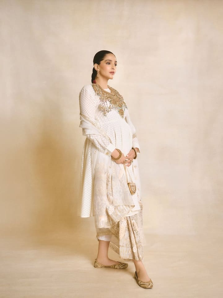 Bollywood star Sonam Kapoor is glowing as she prepares to welcome her second child! The mom-to-be recently attended a wedding and treated fans to a series of stunning pictures.