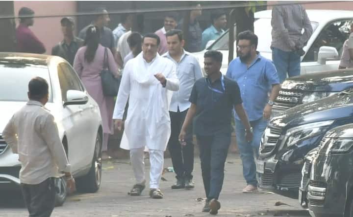 Actor Govinda reaches the cremation ground to offer condolences to the Deol family.