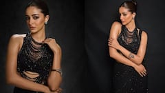 બ્લેક નેટ સાડી અને ડીપ નેક બ્લાઉઝમાં અનન્યા પાંડેએ આપ્યા કાતિલ પોઝ