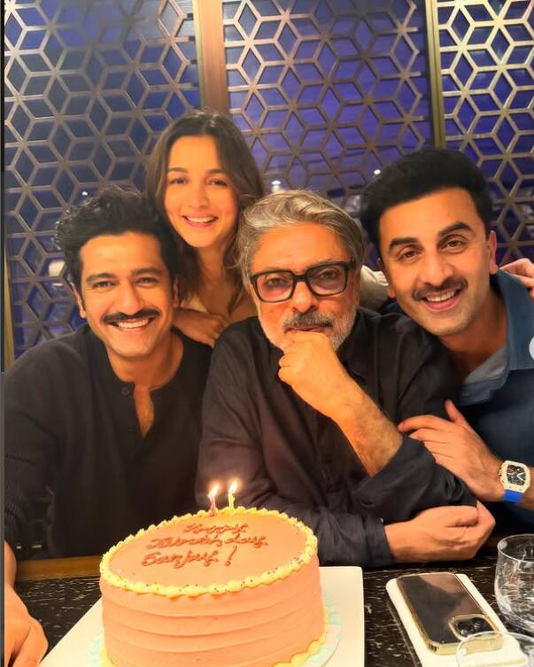 Some time ago, Alia had shared a photo with the director and Ranbir and Vicky. Everyone cut the cake together.