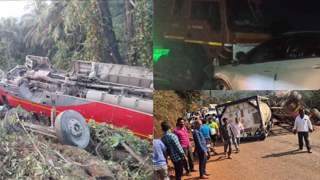 Karnataka bus accident KSRTC bus falls into gorge 20 injured Karad Vita road crash 2 dead अपघातांची मालिका संपेना! अतिवेग नडला, कर्नाटक डेपोची बस थेट दरीत कोसळली, 20हून अधिक प्रवासी जखमी; कराडमध्येही अपघातात दोघांचा मृत्यू