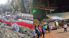 अपघातांची मालिका संपेना! अतिवेग नडला, कर्नाटक डेपोची बस थेट दरीत कोसळली, 20हून अधिक प्रवासी जखमी; कराडमध्येही अपघातात दोघांचा मृत्यू