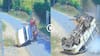 On Cam: Speeding Pickup Overturns On Highway In Karnataka, Riders Thrown Off