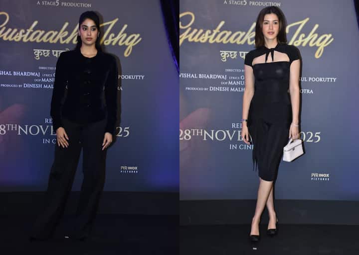 जाह्नवी कपूर इस दौरान ब्लैक ब्लेजर-पैंट पहने अपना बॉसी लुक फ्लॉन्ट करती दिखीं. वहीं शनाया कपूर ब्लैक वन पीस में बहुत स्टनिंग दिख रही थीं.