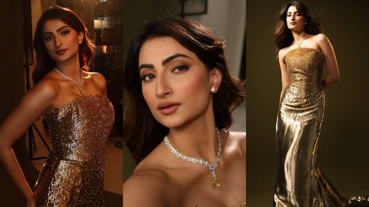Palak Tiwari Golden Gown: पलक तिवारी ने अपनी लेटेस्ट पिक्चर्स से फिर साबित कर दिया है कि वो फैशन और स्टाइल के मामले में किसी से कम नहीं हैं. गोल्डन गाउन में हसीना का दिलकश अंदाज आपका दिल चुरा लेगा.