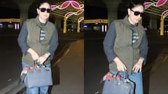 शर्ट के साथ हाफ जैकेट पहने एयरपोर्ट पर स्पॉट हुईं करीना कपूर, नो मेकअप लुक में दिखीं गॉर्जियस