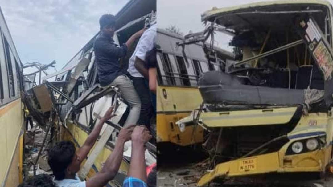 11 Dead, Over 20 Injured After Two Buses Collide Head-On In Tamil Nadu's Sivaganga Tamil Nadu Bus Crash 11 Dead Over 20 Injured After Two State-Run Buses Collide In Sivaganga 11 Dead, Over 20 Injured After Two Buses Collide Head-On In Tamil Nadu's Sivaganga