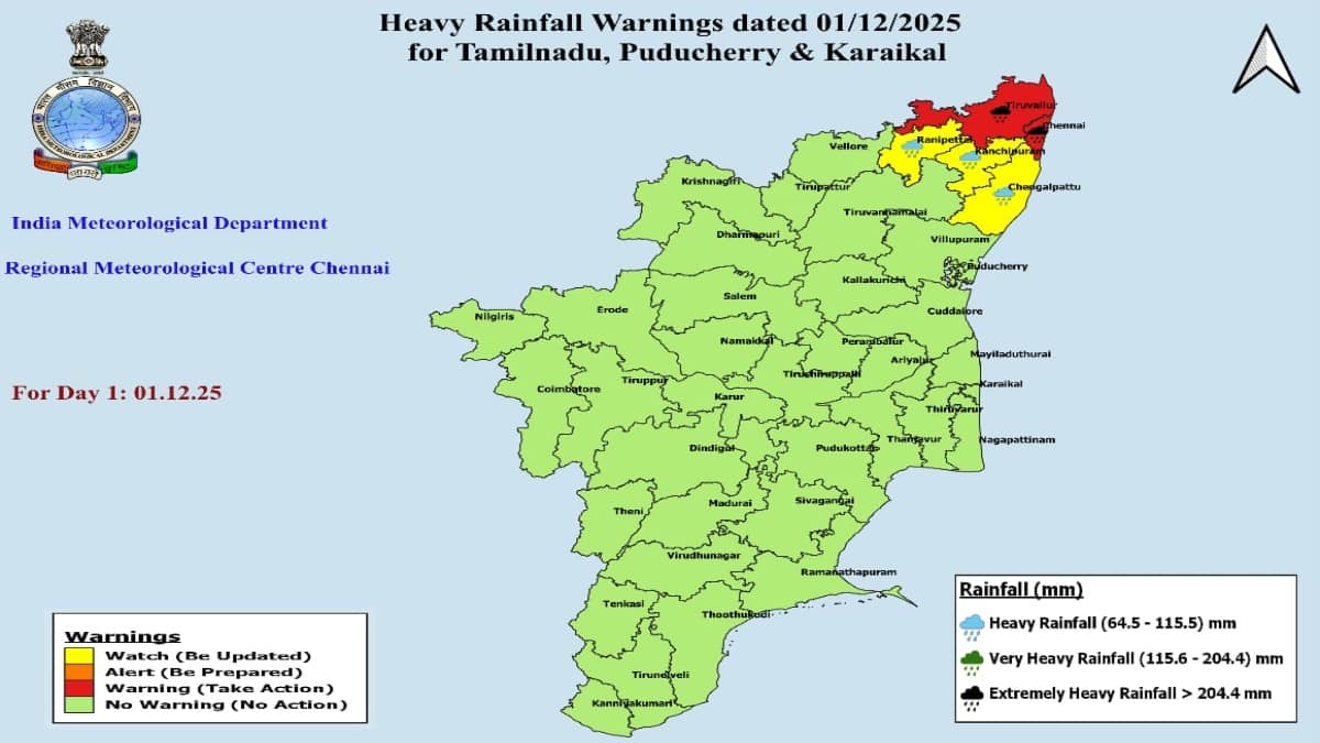 Red Alert: சென்னைக்கு ரெட் அலர்ட் எச்சரிக்கை - 20 செ.மீ., மேல் அதிகனமழை பெய்யும் அபாயம் - மக்களே உஷார்