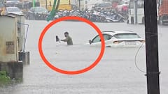 சென்னை பூந்தமல்லியில் வெள்ளம்: காரை விட்டு தப்பிய ஓட்டுநர்! உயிர் காக்க ஓடிய பரபரப்பு சம்பவம்!