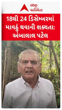 Ambalal Patel: 18થી 24 ડિસે. રાજ્યમાં માવઠાની શક્યતા: હવામાન નિષ્ણાંત અંબાલાલ પટેલની આગાહી