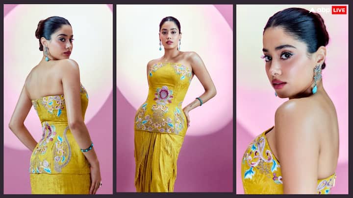 Janhvi Kapoor Photos: जाह्नवी कपूर अपने स्टाइल और ग्रेस से फैंस को इंप्रेस कर देती हैं. हाल ही में उनका नया लुक वायरल हो रहा है जिसस आइडिया लेकर आप हल्दी सेरेमनी में सबसे अलग दिख सकती हैं.