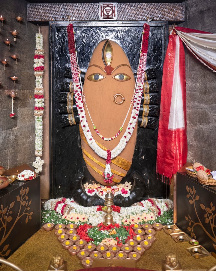 లింగ భైరవి దేవి ఆలయంలో అమ్మవారి విగ్రహానికి సద్గురు ప్రాణ ప్రతిష్ఠ చేశారు.