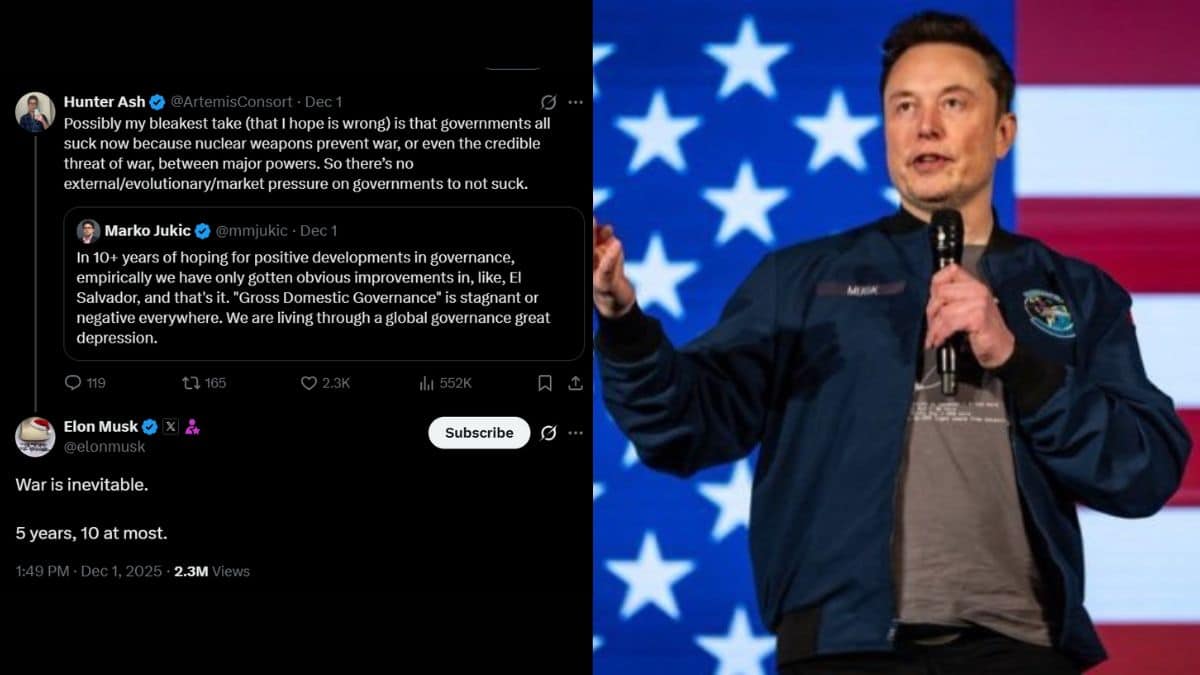 Musk on World War: “இன்னும் 5 ஆண்டுகளில் உலகப் போர் நடக்கும்“; எதிர்பார்ப்பை கிளப்பிய எலான் மஸ்க்கின் பதிவு