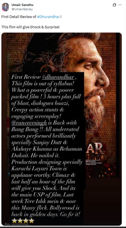 Dhurandhar First Review: सरप्राइज करने वाली है रणवीर सिंह की धुरंधर, जानिए कैसा है फर्स्ट रिव्यू?