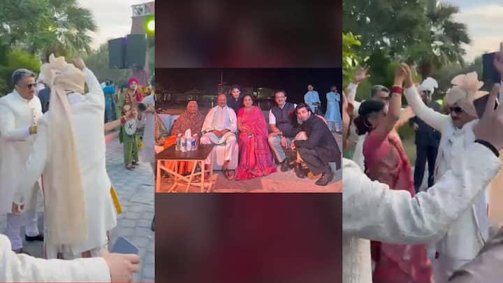 जय यांच्या वरातीत अजित पवारांसह आमदार रोहित पवार आणि युगेंद्र पवार हेही दिसून येत आहेत. रोहित पवार यांनीही पांढऱ्या रंगाचा शेरवानी आणि डोळ्यावर गॉगल घातल्याचं दिसून येतं.