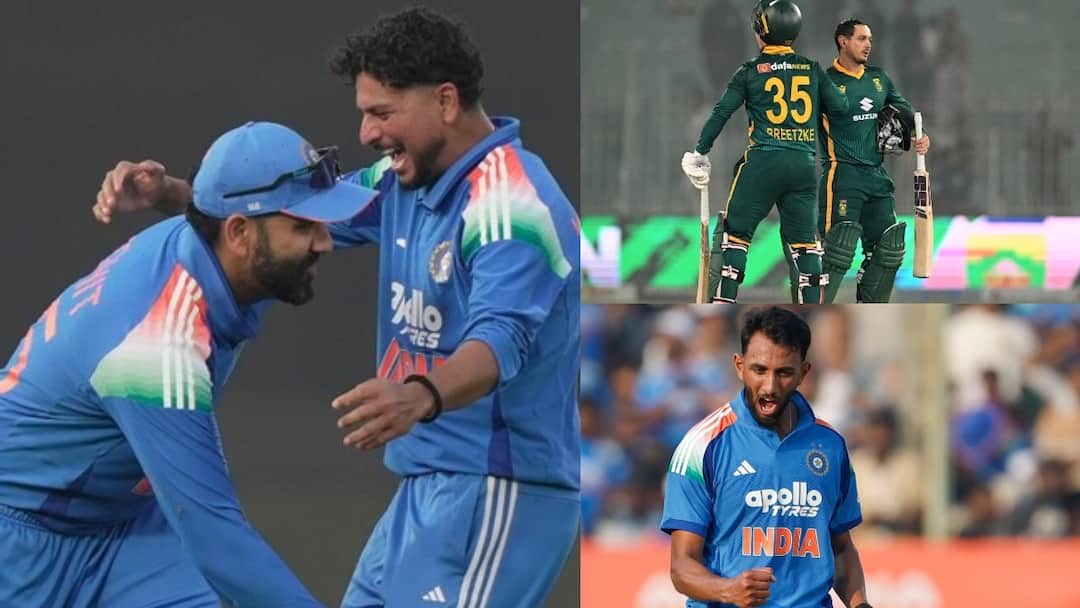 168-2 से 270 पर दक्षिण अफ्रीका ढेर, कुलदीप की फिरकी और प्रसिद्ध कृष्णा का कहर; सीरीज जीतेगी टीम इंडिया? south africa all out 270 runs in 3rd odi Visakhapatnam quinton de kock century kuldeep yadav prasiddh krishna shine ind vs sa 3rd odi 1st innings highlights 168-2 से 270 पर दक्षिण अफ्रीका ढेर, कुलदीप की फिरकी और प्रसिद्ध कृष्णा का कहर; सीरीज जीतेगी टीम इंडिया?