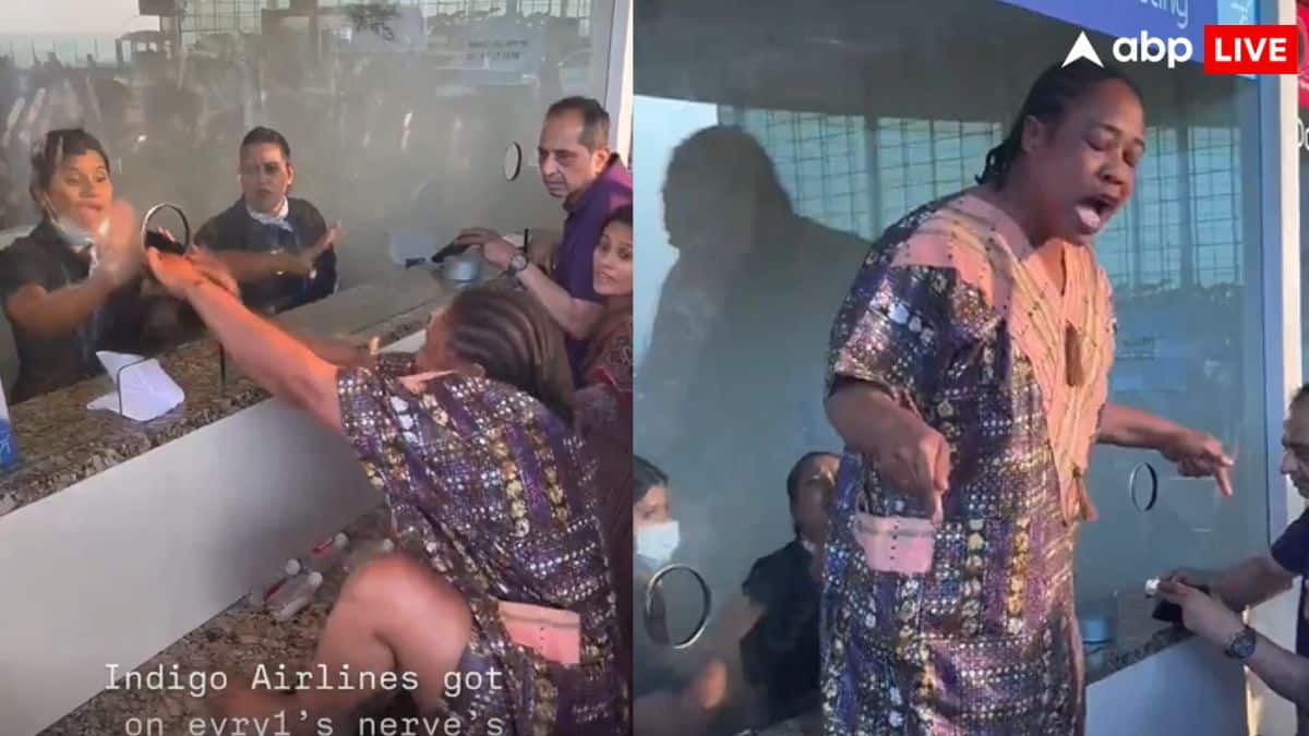 फ्लाइट हुई कैंसिल तो नाइजीरिया की महिला ने एयरपोर्ट पर मचाया तांडव, इंडिगो स्टाफ से की बदसलूकी! वीडियो वायरल