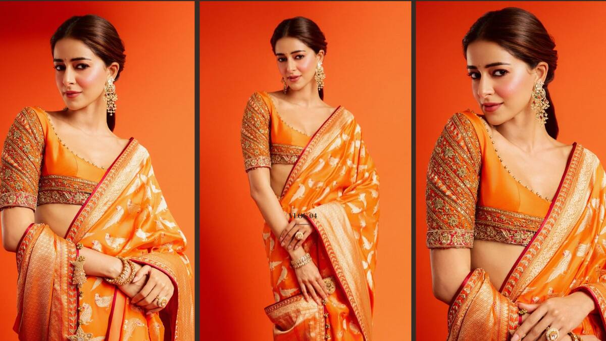 तोता प्रिंट बनारसी साड़ी में बला की खूबसूरत लगीं अनन्या पांडे, पांचवीं फोटो देख फैंस बोले- उफ्फफ