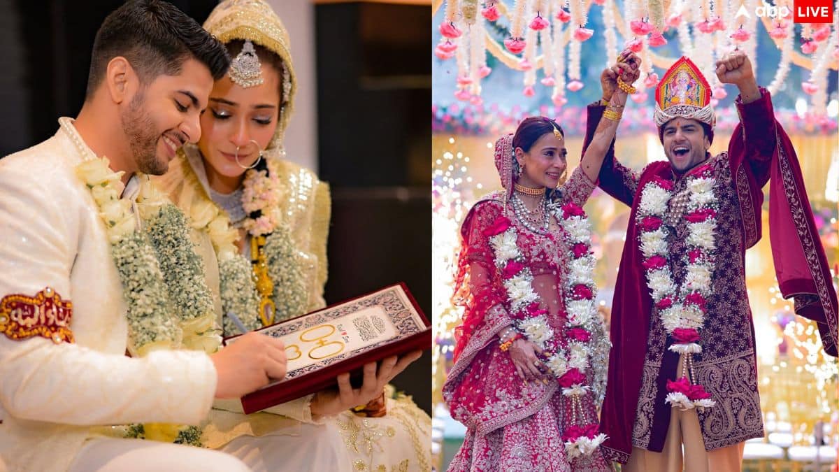 'कुबूल है से सात फेरे तक..' सारा खान ने कृष पाठक संग पहले पढ़ा निकाह, फिर लिए सात फेरे, तस्वीरें वायरल