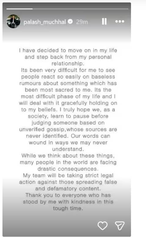 Palash Muchhal-Smriti Mandhana: ਕ੍ਰਿਕਟਰ ਸਮ੍ਰਿਤੀ ਮੰਧਾਨਾ ਅਤੇ ਸੰਗੀਤਕਾਰ ਪਲਾਸ਼ ਮੁੱਛਲ ਦਾ ਟੁੱਟਿਆ ਰਿਸ਼ਤਾ, ਪੁਸ਼ਟੀ ਕਰ ਬੋਲੇ- ਵਿਆਹ ਕੈਂਸਲ...