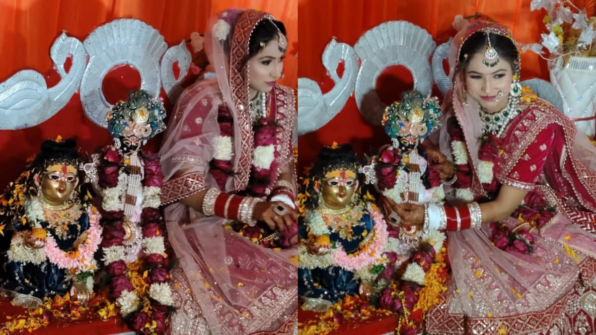 UP Woman Marries Lord Krishna Idol In Full Wedding Ceremony, Groom Arrives In A Baraat-Watch