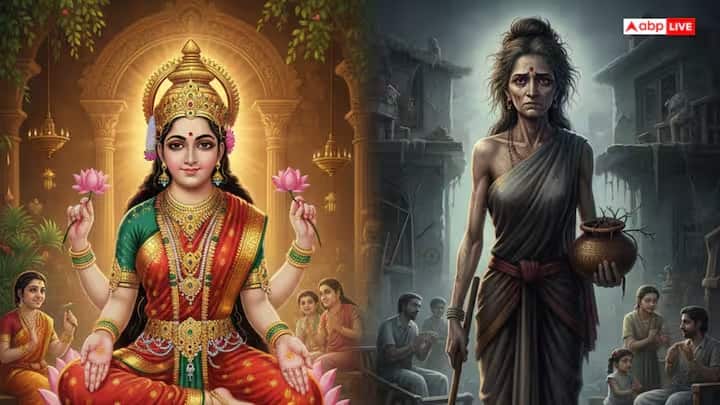 સનાતન ધર્મમાં, દેવી લક્ષ્મીને ધન અને સમૃદ્ધિની દેવી માનવામાં આવે છે, અને એવું માનવામાં આવે છે કે જે ઘરમાં દેવી લક્ષ્મી રહે છે તે ઘર સંઘર્ષથી મુક્ત હોય છે. જોકે, બહુ ઓછા લોકો જાણે છે કે દેવી લક્ષ્મીની એક મોટી બહેન, અલક્ષ્મી છે, જેનો સ્વભાવ દેવી લક્ષ્મીથી સંપૂર્ણપણે અલગ છે.