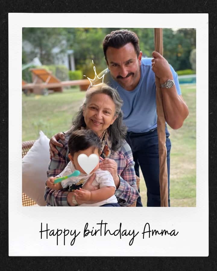 Kareena also shared some lovely pictures on Instagram and wrote, 'Happy Birthday dear mother-in-law.' In the first picture, Saif Ali Khan is with his mother Sharmila and Sharmila is smiling holding little Jeh in her lap.