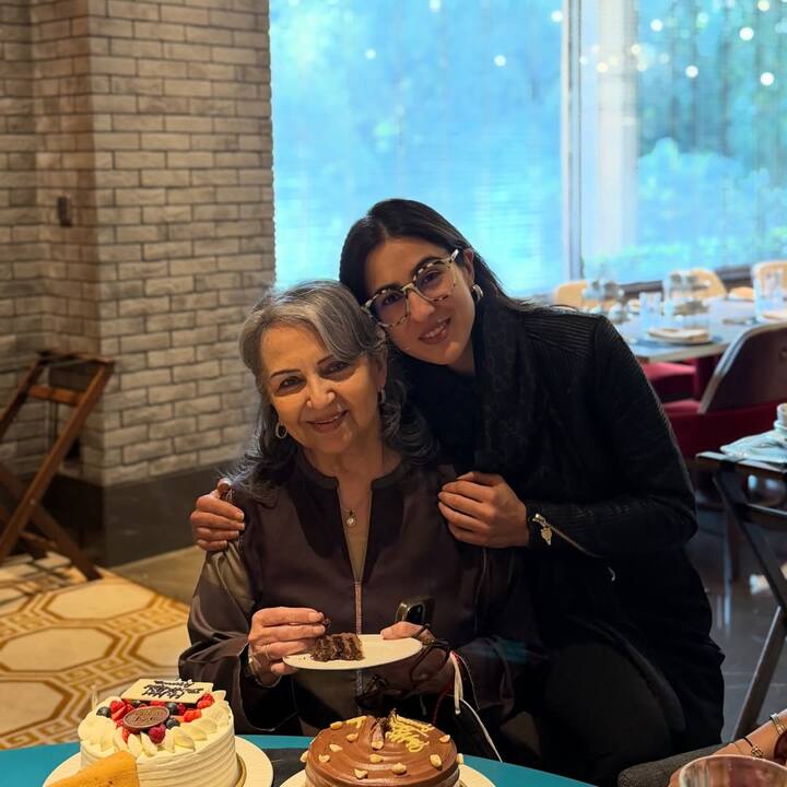 In the second photo, it can be seen that the actress is getting the photo clicked while hugging her grandmother.