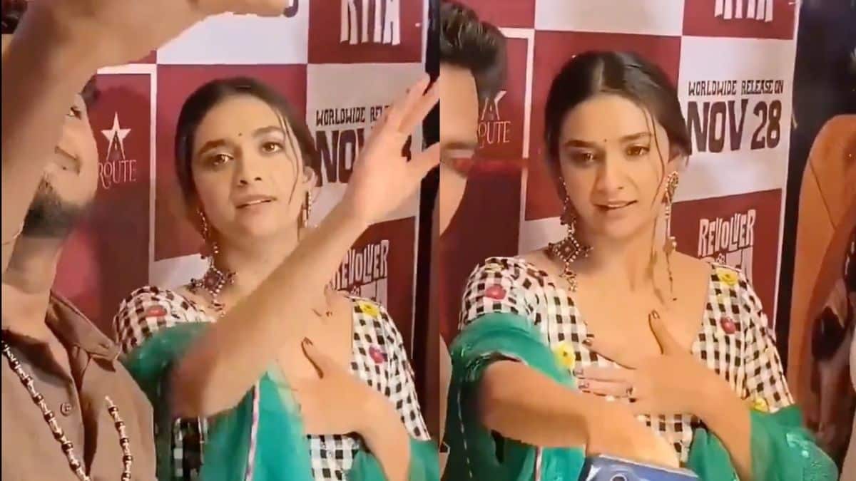 Keerthy Suresh : செல்ஃபீ எடுக்க வந்த ரசிகர்..சுதாரித்த கீர்த்தி சுரேஷ்...வைரலாகும் வீடியோ