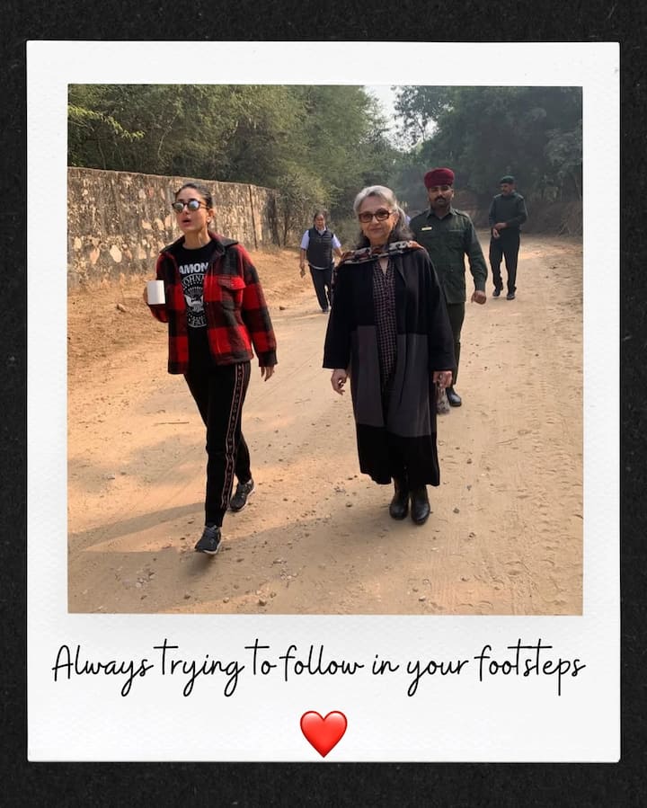 In the second picture, Kareena and Sharmila are walking together, on which Kareena wrote, 'I always try to follow your footsteps.'