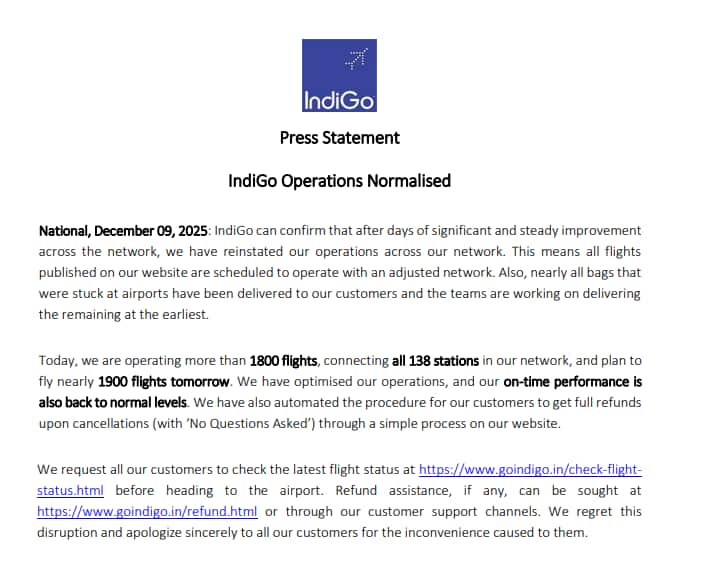 We Have Let You Down..': CEO Apologises For IndiGo Chaos, Says Network Fully Stabilised