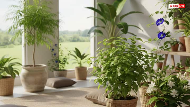 घर में कुछ पौधे लगाने से माहौल  शांत और सुखद बन जाता है. तुलसी, मोगरा, अपराजिता, शमी और केला जैसे पौधे सकारात्मक ऊर्जा बढ़ाते हैं और तनाव कम करते हैं.  हिंदू धर्म में वास्तु शास्त्र के अनुसार इन पौधों को बहुत शुभ माना जाता है.