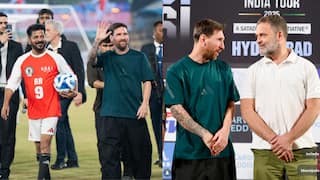 Lionel Messi : कोलकात्यात फ्लॉप, हैदराबादमध्ये सुपरहिट! लियोनेल मेस्सीने जिंकली मने; राहुल गांधींना दिली जर्सी भेट