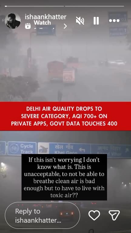 जहरीली हवा में जीना बर्दाश्त के काबिल नहीं', दिल्ली एक्यूआई पर ईशान खट्टर ने जताई चिंता