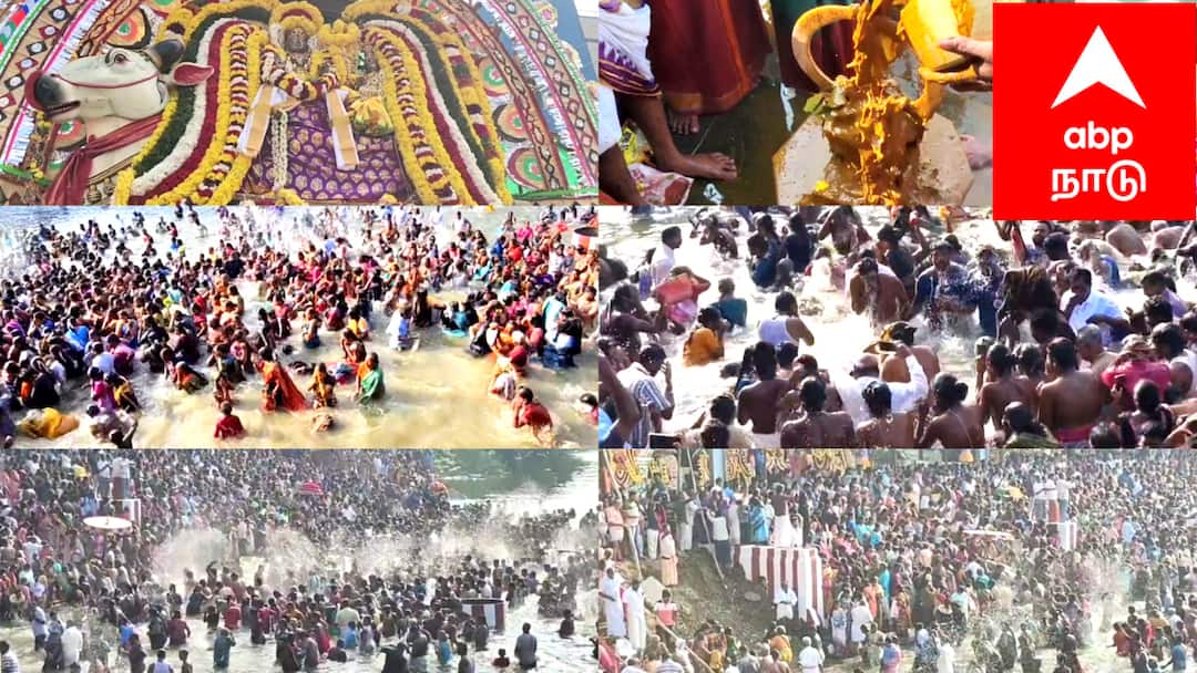 குத்தாலம் காவிரி கரையில் கார்த்திகை கடை ஞாயிறு தீர்த்தவாரி! - தருமபுரம் ஆதீனம் பங்கேற்க, 6 கோயில்களின் உற்சவ மூர்த்திகள் எழுந்தருளினர்..