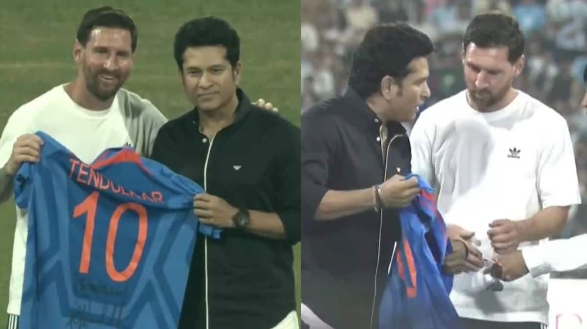 ऐतिहासिक, मेसी-सचिन को एकसाथ देख झूम उठा वानखेड़े स्टेडियम; 'क्रिकेट के  भगवान' ने गिफ्ट की 2011 वर्ल्ड कप की जर्सी | Historic Moment Sachin  Tendulkar Meets Lionel ...