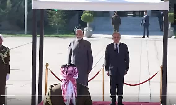 PM Modi Arrives In Jordan, Receives Ceremonial Welcome & Meets Indian Diaspora