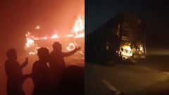 दिल्ली-आगरा एक्सप्रेसवे: घने कोहरे में एक के बाद एक टकराईं 7 बसें, कई में लगी आग, 4 की मौत