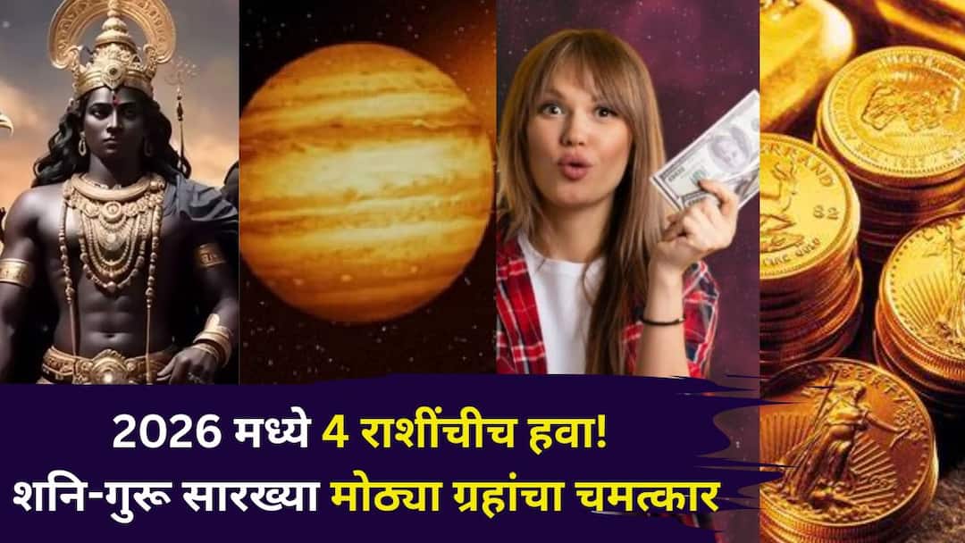 2026 Year Lucky Zodiacs astrology marathi news year 2026 could prove to be extremely fortunate for following four zodiac signs 2026 Year Lucky Zodiacs: पैसा.. भरगच्च पगाराची नोकरी.. प्रेम.. 2026 मध्ये 4 राशींचीच हवा! शनि-गुरू सारख्या मोठ्या ग्रहांचा चमत्कार, संपत्तीचा मार्ग मोकळा..