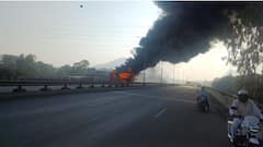 नाशिकमध्ये थरार! उड्डाण पुलावर धावत्या एसटी बसला भीषण आग,क्षणार्धात धुराचे काळे लोट; मोठा अनर्थ टळला