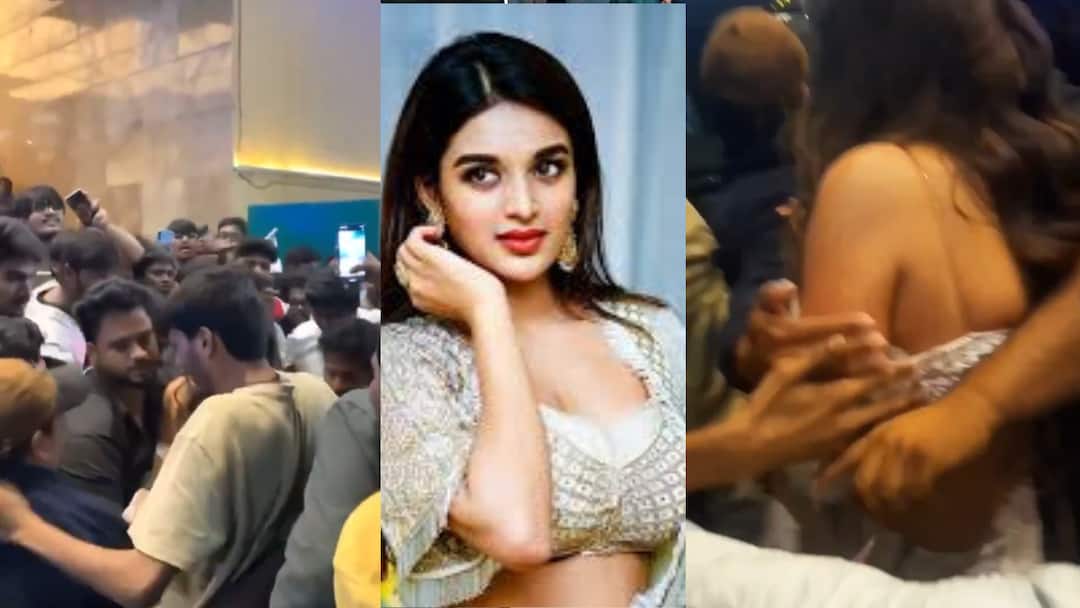 Nidhi Agrawal Viral Video Mobbed by Fans Her 31Second Video What Exactly Happened Nidhi Agrawal Viral Video: प्रभासच्या हिरोइनवर फॅन्स गिधाडासारखे तुटून पडले; निधी अग्रवालचा 31 सेकंदाचा व्हिडिओ थरकाप उडवेल, नेमकं घडलं काय?