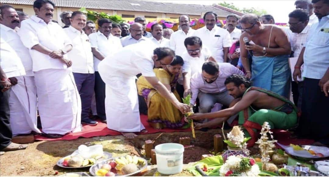 Virudhunagar Minister Thangam Thennarasu laysnew storage facility worth Rs. 2.38 crore tnn விருதுநகரில் ரூ.2.38 கோடி மதிப்பீட்டில் புதிய சேமிப்பு கிடங்கு: அமைச்சர் தங்கம் தென்னரசு அடிக்கல்!