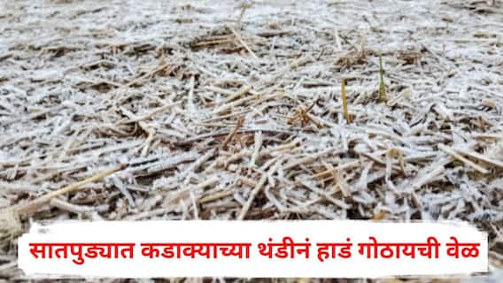Nandurbar News: सातपुड्यात कडाक्याच्या थंडीनं हाडं गोठायची वेळ; भाताच्या पेंढ्यावर जमली बर्फाची चादर