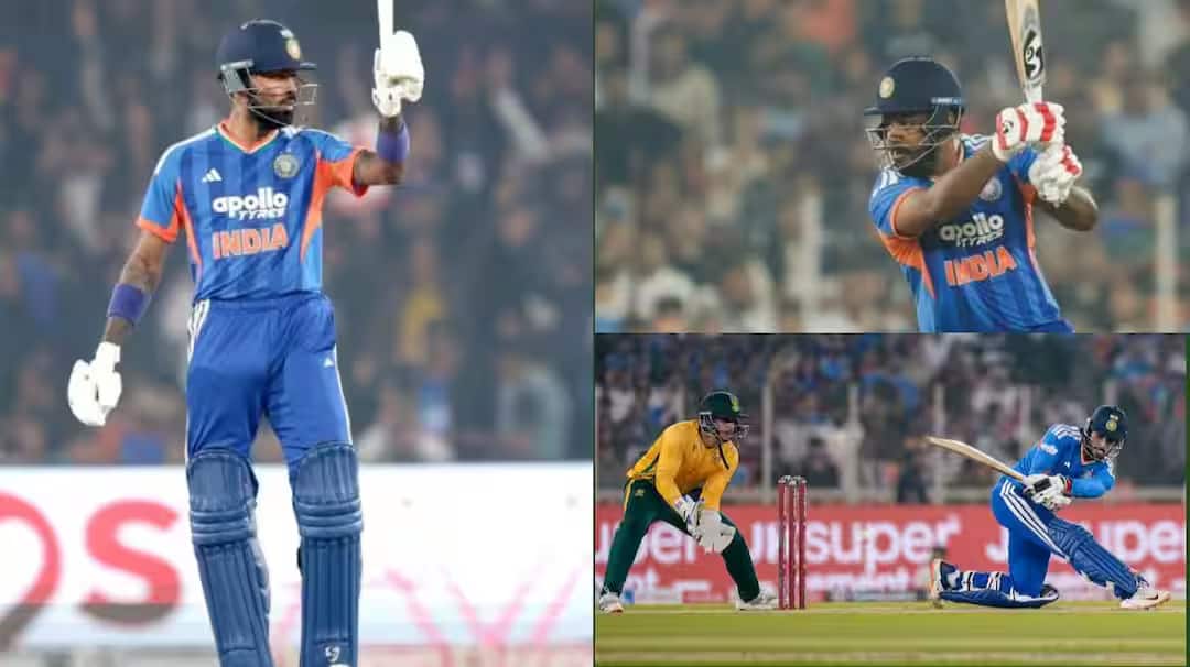 india sets 232 runs target for south africa ahmedabad hardik pandya fastest fifty IND vs SA: હાર્દિક પંડ્યાની 16 બોલમાં ફિફ્ટી, તિલક અને સેમસન પણ ચમક્યા, ભારતે અમદાવાદમાં બનાવ્યા 231 રન