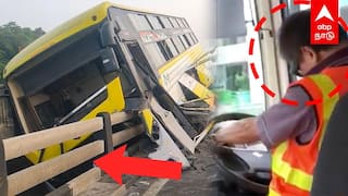 Bus Accident | தூங்கி வழிந்த ஓட்டுநர் ஆம்னி பஸ் கவிழ்ந்து விபத்து!அந்தரத்தில் தொங்கும் காட்சிகள்