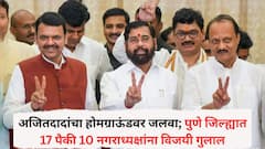 पुणे जिल्ह्यात नगरपरिषदा अन् नगरपंचायतींचा निकाल समोर; अजितदादांचा होमग्राऊंडवर जलवा; पुणे जिल्ह्यात 17 पैकी 10 नगराध्यक्षांना विजयी गुलाल